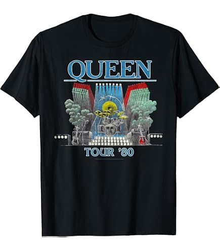 QUEEN グラフィックTシャツ Amazon.com: Womens Queen Official Colored Logo Crest V-Neck T