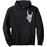 Skeleton Hand Skull Rock Sign Halloween Symbol Pullover Hoodie