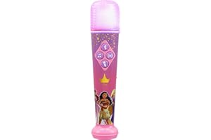 eKids Disney Princess Karaoke Microphone for Kids, Bluetooth Microphone Includes Built-in Music and Light Show, Designed for Fans of Disney Princess Toys