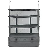 OWNFUN Hanging Packing Cubes for Travel - Portable Hanging Travel Shelves Organizer for Luggage, Suitcase, and Closet(Grey,XL