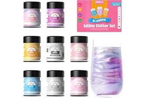 BDEES Edible Glitter for Drinks Food-Grade Shimmering Powder Metallic Food Decorating Glimmery for Beverage Cake Candy Dessert Bakery Wine Cocktails No Taste or Texture 8 Colors Iridescent Set 3g/bottle