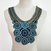 1pcs Craft Collar Sequin Floral Embroidered Applique Trim Decorated Lace Neckline Collar Sewing Accessories (Gold D)