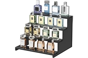 Lifewit Plastic 12 Inch Dark Cologne Stand, Step Perfume Organizer,Versatile Display Stand Shelf for Fragrance, Skincare, Fig