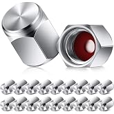 Frienda 20 Pcs Brass Tire Valve Stem Caps, Hexagon Dustproof Covers, Silver | Fits Motorcycle Bike Bicycle, Rubber O-Ring Seal, Hex Shape, Chrome Valve Caps, Dust Cover