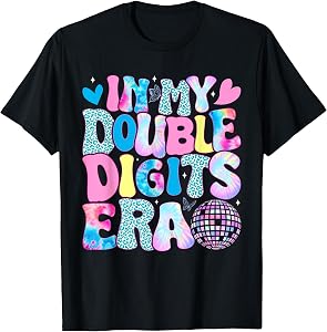 in My Double Digits Era Retro 10 Year Old 10th Birthday Girl T-Shirt