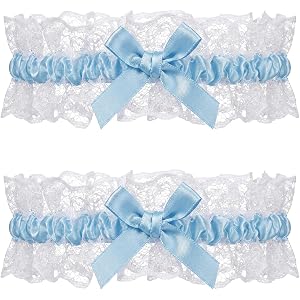 Ymapinc 2PCS Blue Garters for Bride, Wedding Thigh Garter with Lace Bow | Leg Garter for Women Dress Banquets Prom Birthdays