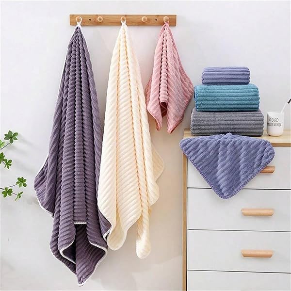 SK STUDIO ULTRA SOFT TOWEL SET – 2 EXTRA LARGE BATH TOWELS 2 HAND TOWELS 2 WASHCLOTHS – MICROFIBER HIGHLY ABSORBENT TOWEL FOR FITNESS, BATHROOM, SPORTS, YOGA, PINK