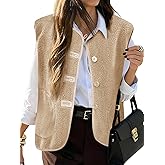 Tanakneo Womens Fuzzy Fleece Vest Sleeveless Button Down Fall Sherpa Jacket Winter Warm Old Money Outerwear with Pockets