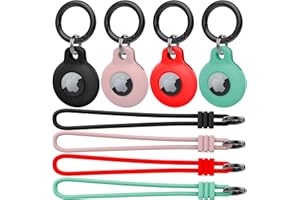 Kanya Silicone Case Compatible with AirTags,4 Pack Soft Anti-Scratch Shockproof Protective AirTag Skin Cover Holder with Keyc