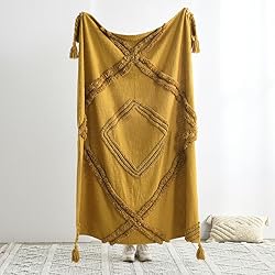 PANDATEX 100% Cotton Tufted Throw Blanket with