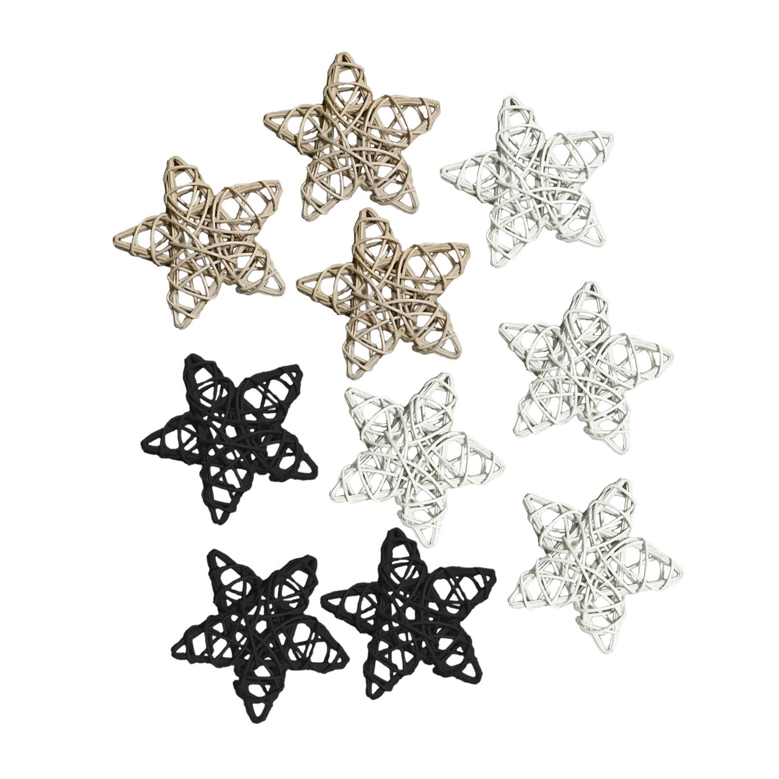 Harilla 10Pcs Wicker Rattan Stars Hanging Balls DIY Crafts Vase Filler Decorations Woven Ornament for Nursery Wedding Indoor New Year, 15CM