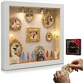 YXESO DIY Mini Museum Silhouette Box for Anniversary, 8.74 x 1.77 in, White | Shadow Box Frame Set, Museum of Us Box, 7 Gold Mini Picture Frames &amp; 8 People Figurines, for Valentine's Day Birthday Gifts