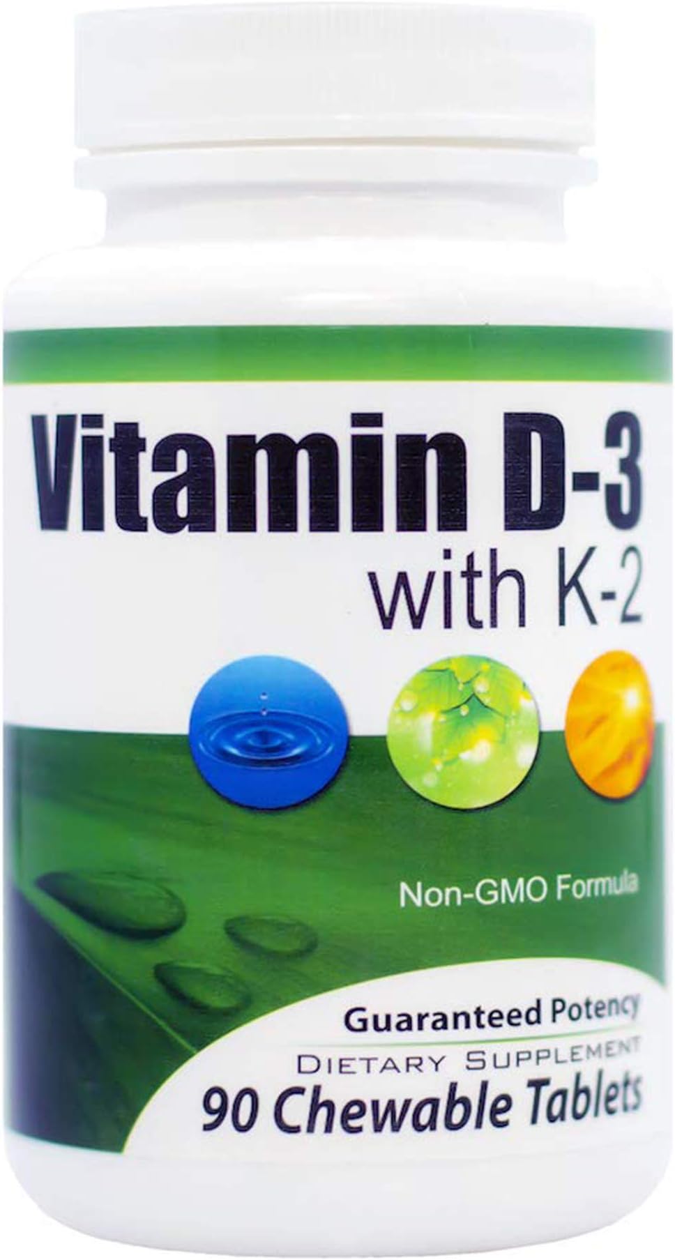 Chewable Vitamin D3 (2,000 IU) + K2 (MK7 75mcg) | 90 Count Easy Chewable Tablets for Highest Absorption | Benefits Heart, Bones, Skin, Dental Health, Regulates Immune Function | GL Nutrition