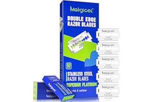 MATGICOL Double Edge Razor Blades for Men - 60 Count Men's Safety Razor Blades for Shaving Premium Platinum Japanese Stainless Steel - Durable, Smooth and Clean Shaves