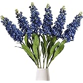 IPOPU Snapdragon Artificial Flowers 6PCS 31.50" Delphinium Fake Flowers Royal Blue Long Stem Silk Flowers Antirrhinum Majus Faux Flowers for Home Garden Wedding Decor Floral Arrangement (Navy Blue)