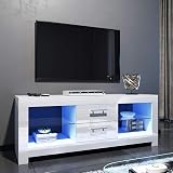 ELEGANT 1300mm LED TV Cabinet White Gloss with Ambient Lights 52 Inch