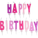 Happy Birthday Letter Candles, Pink &amp; Purple Birthday Candles, Birthday Candle Set for Birthday Cakes, Party Decoration