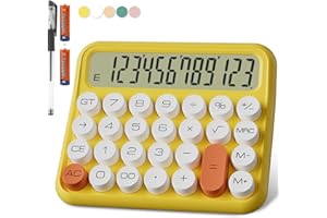 DECKLIT Mechanical Calculator 12 Digit, 5-Inch LCD Display, Battery Desk Calculator With Big Buttons, 15° Tilt Screen for Off