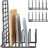 Fikoksol Cutting Board Organizer and Baking Sheet Rack, [2-Pack] Black Heavy Duty Metal Cookie Sheet Organizer for Cutting Board Storage & Plate Holder for Cabinet, Tray Dividers for Cabinets