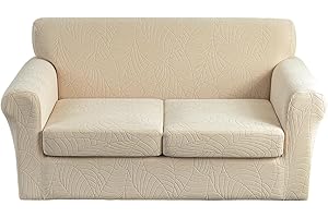HAOYONG Stretch Loveseat Couch Covers 3 Pieces Jacquard Loveseat Cover with 2 Cushion Covers Washable Living Furniture Slipcovers Soft Loveseat Slipcover for Living Room (for Loveseat)