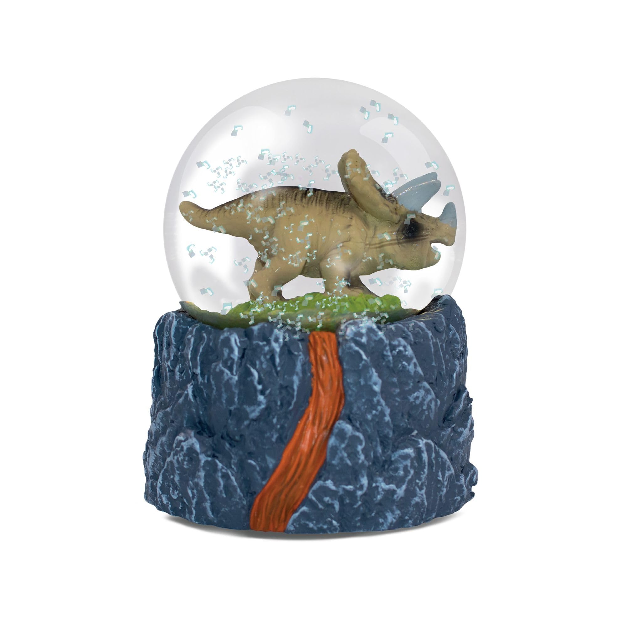 Water Globe - Triceratops from Deluxebase. Decorative Snow Globe Ornament with Dinosaur Figurine, Glass Glitter Dome with Resin Base, Novelty Home Decor Display Piece.