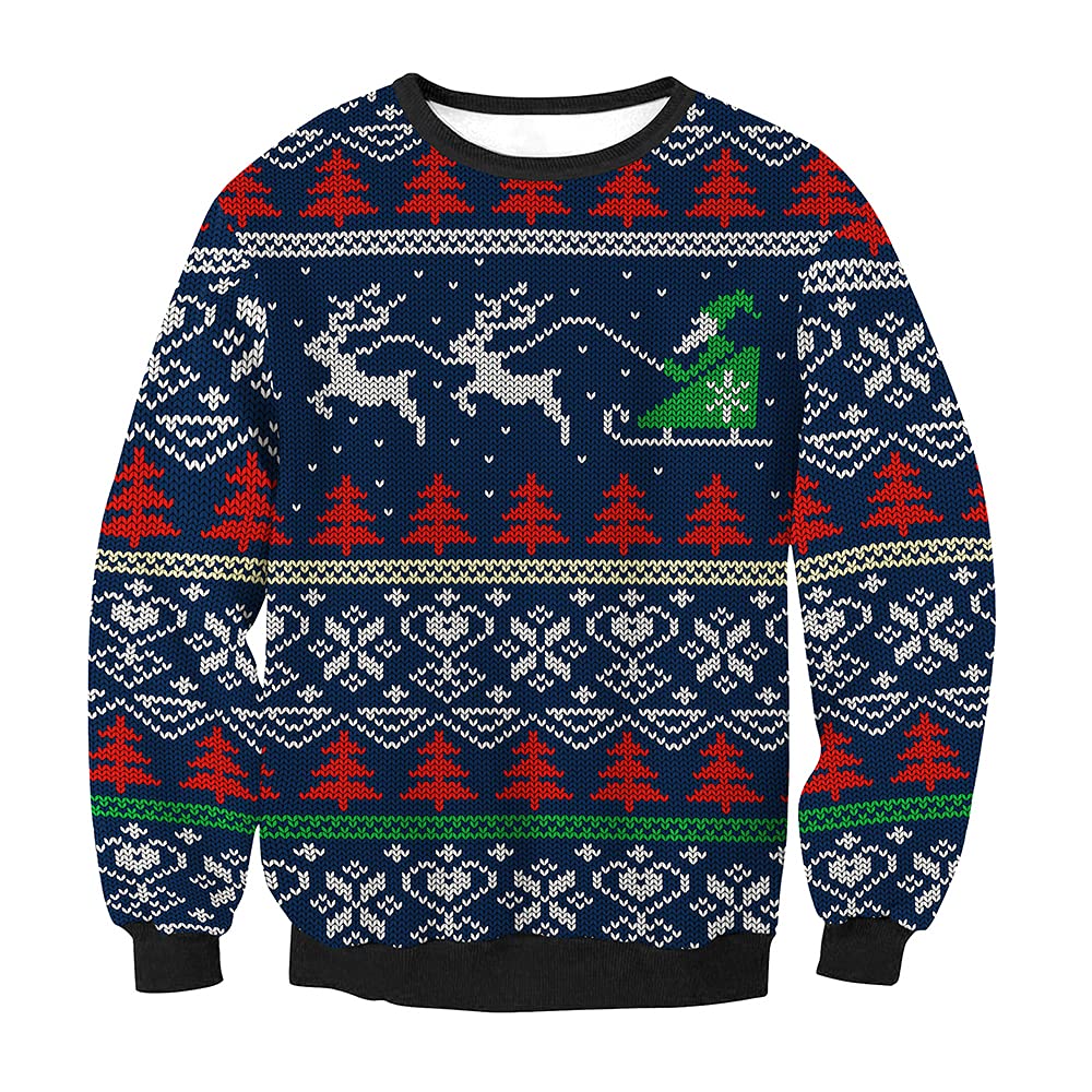 eBoutik - Adult Unisex Festive Colorful & Jolly Christmas Jumpers - Novelty Unisex Funny Pullover Jumper - Great For Xmas Parties, Family Events, or Christmas Day - (Christmas Eve - Large)