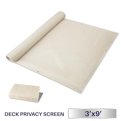 3 x 9, Solid Beige: Windscreen4less Deck Privacy Screen for Backyard, Patio, Balcony, Pool, Porch, Railiing, Gardening, Fence Shield Rails Protection Bei