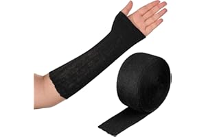 Nuanchu Cotton Stockinette Tubular Elastic Bandage Cast Sleeve Roll Elastic Wrap Tube Bandages Comfortable Cast Stockinette for Arm Leg Knee Prewrap(Black,2 Inch X 5.47 Yard)