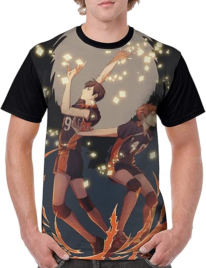 Amazon.com: Haikyuu Men's Classic Polyester Short Sleeve Shirt Anime T-Shirt: Clothing