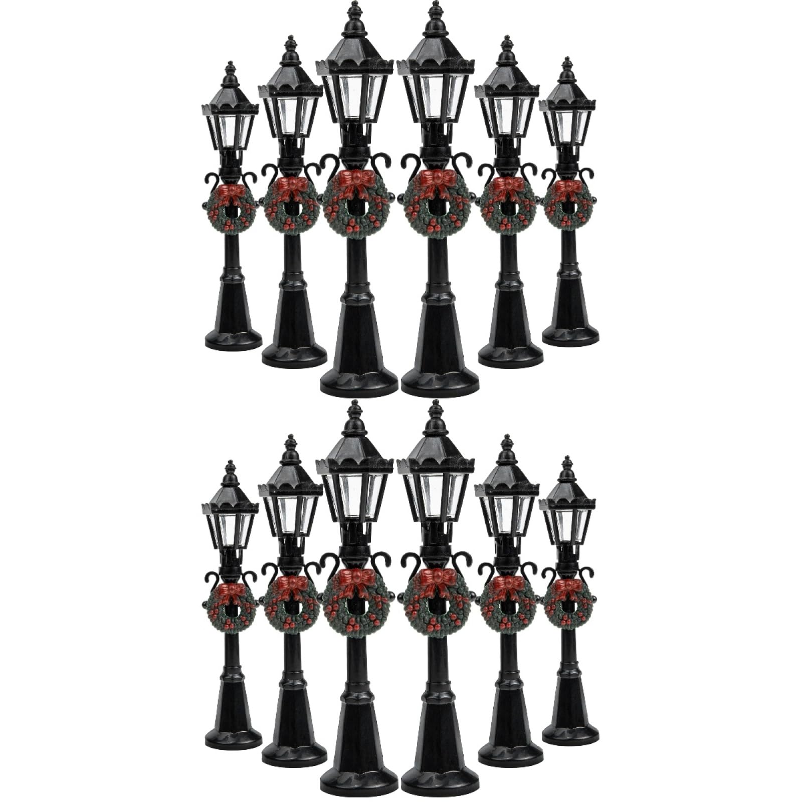 12 Pcs Miniature Dollhouse Street Lamps - Christmas Scene Decor, Mini Led Street Light Models for Dollhouse, Train Set, Garden, and Diy Railway
