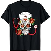 Funny Nursing Calavera Dia de Muertos Halloween Day Girls T-Shirt