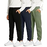 Real Essentials 3 Pack: Boys' Fleece Athletic Jogger Sweatpants - Kids Teens Active Athletic Pants with Pockets (Size 6-20)