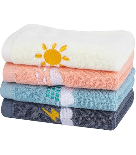 Essuie Main Serviettes Toilette Enfant Microfibre - Lot De 6 Avec Animaux - Boucle Suspension - 24x35cm - Débarbouillette Salle Bain Serviette Table Enfant