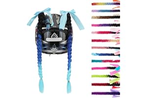 SEGO 1PCS/2PCS Helmet Pigtail Braids with Detachable Suction Cup Bowknot Ponytail Hair Many Colors (Helmet not Included)