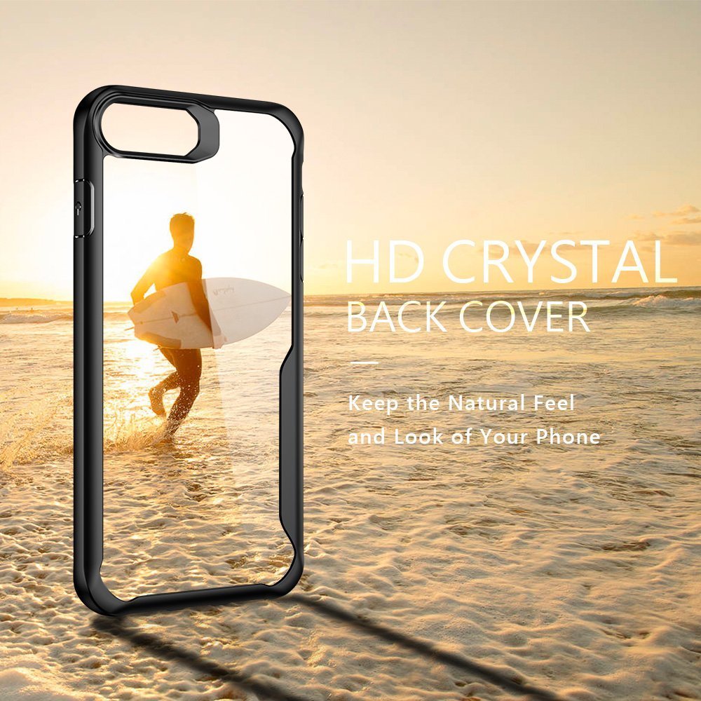 Clear iPhone 7 case,VIEE iphone 7 case Slim Fit Soft TPU Rubber Bumper with Clear PC Hard Back Protective Shockproof Cover for iPhone 6 /6s/7/8 4.7 inch (Black)