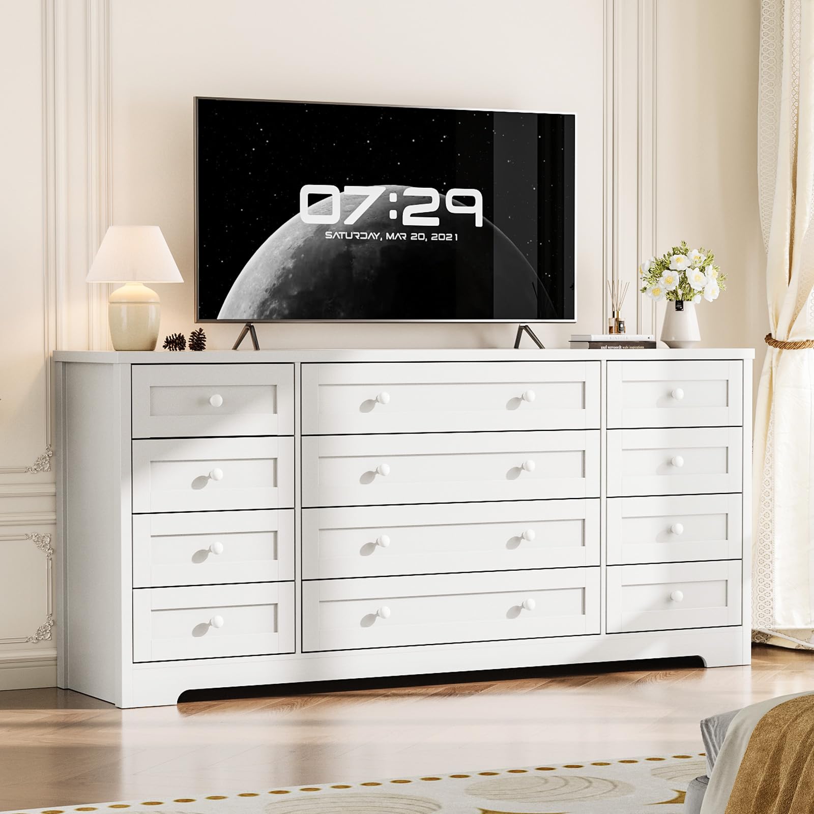 Photo 1 of **MISSING PARTS/check clerk comments**
GAOMON 12 Drawers Wood Dressers for Bedroom, Wooden Dresser for Living Room, Hallway, Entryway, Modern Wide TV Stand Dresser for 65 inch TV, Wood Chest of Drawers, 63" W × 29.5" H