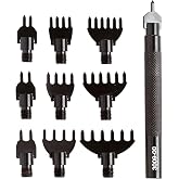 Tandy Leather Diamond Hole Chisel Set, Leather Sewing Projects, 10-Piece | Creates clean, even stitching holes, 10-piece chisel set, For leather hand sewing, Precise spacing and control, leather punch