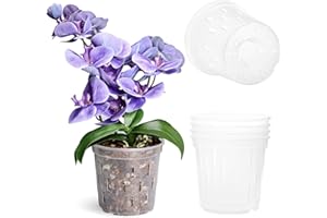 TRUEDAYS 4 Pack Orchid Pots with Holes, 6 Inch Clear Plastic Pots for Plants, Flowers