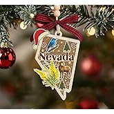 AlvaradoDesign Nevada State Christmas Wooden Ornament - State USA Ornament - Moving to Nevada Gift - Travel Gift - 2 Layer Laser Cut Wooden Ornament