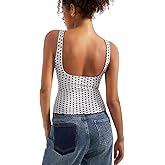 SUUKSESS Women Padded Open Back Boat Neck Tank Tops Double Lined Basic Shirts