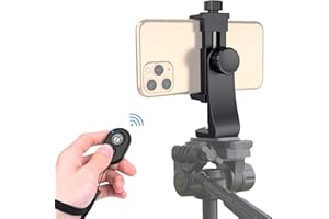 ZTTOPO Universal Phone Tripod Mount Adapter with Ｗireless Camera Remote , Cell Phone Holder with Adjustable Clamp for Selfie Stick Monopod Compatible with iPhone, Samsung and so on , Wrist Strap Included