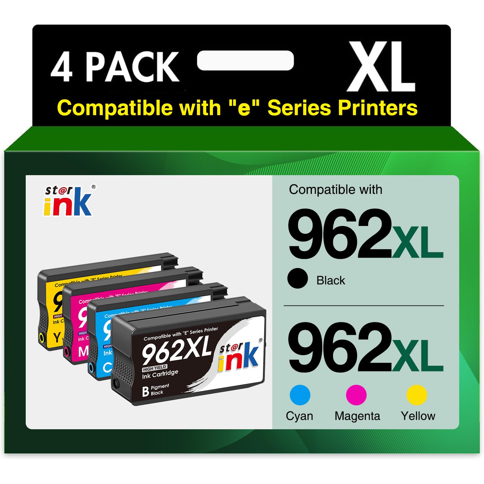 Photo 1 of 962XL Ink Cartridges for HP 962XL Ink Cartridges Combo Pack Work for HP Officejet Pro 9015e 9025e 9018e 9025e 9010 9015 9025 9020 Printer for HP 962 XL (4 Pack)