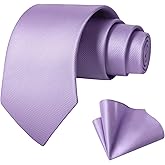 TASTION Men's Classic Soild Color 3.15"(8cm Necktie and Pocket Square Sets Wedding Business Tie & Gift Box