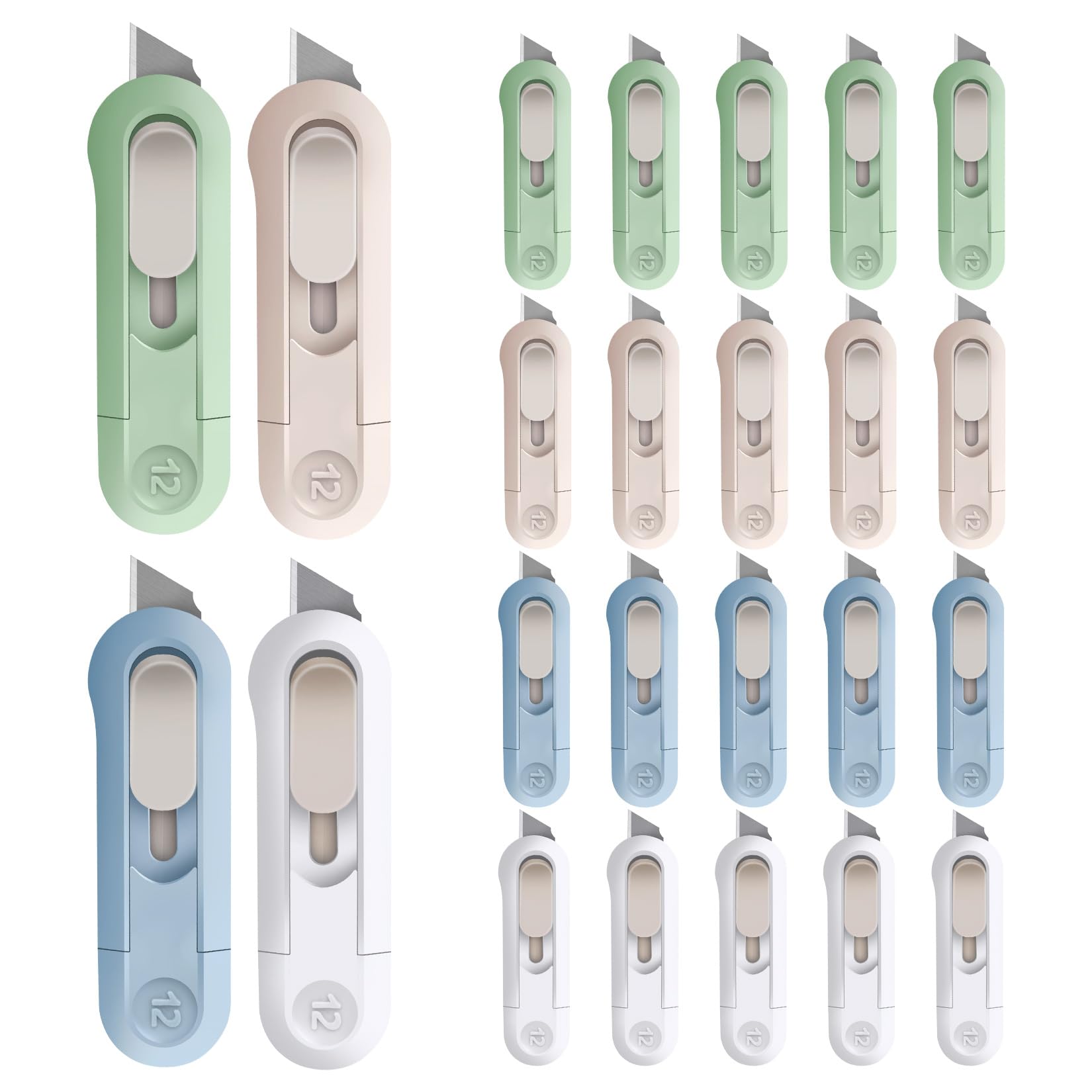 Photo 1 of DIYSELF 24 Pack Box Cutter Retractable, Small Utility Knife, Sharp Box Knife, High Carbon Steel Box Opener, Razor Box Knife, Multifunctional Boxcutters for Office, Home, Arts and Crafts, Hobby