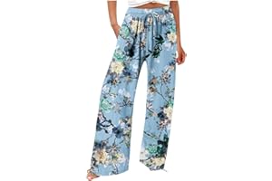 HUTJDHA Women's Wide Leg Pants Dressy Casual Work Pants High Waisted Palazzo Pant Flowy Wide Leg Trousers
