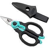C.JET TOOL 6" Stainless Electrician Scissors Heavy Duty Professional for Aluminium Copper Soft Cable (Turquoise)