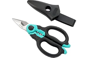 C.JET TOOL 6" Stainless Electrician Scissors Heavy Duty Professional for Aluminium Copper Soft Cable (Turquoise)