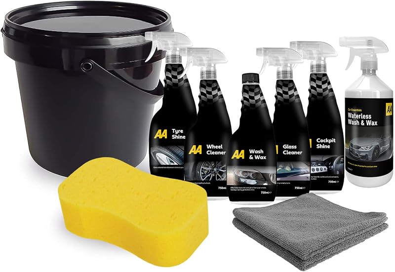 AA Car Essentials Cleaning Kit 750ml Cockpit Shine Glass Cleaner Tyre Shine
