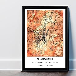 Yellowknife Map Poster, Northwest Territories Map