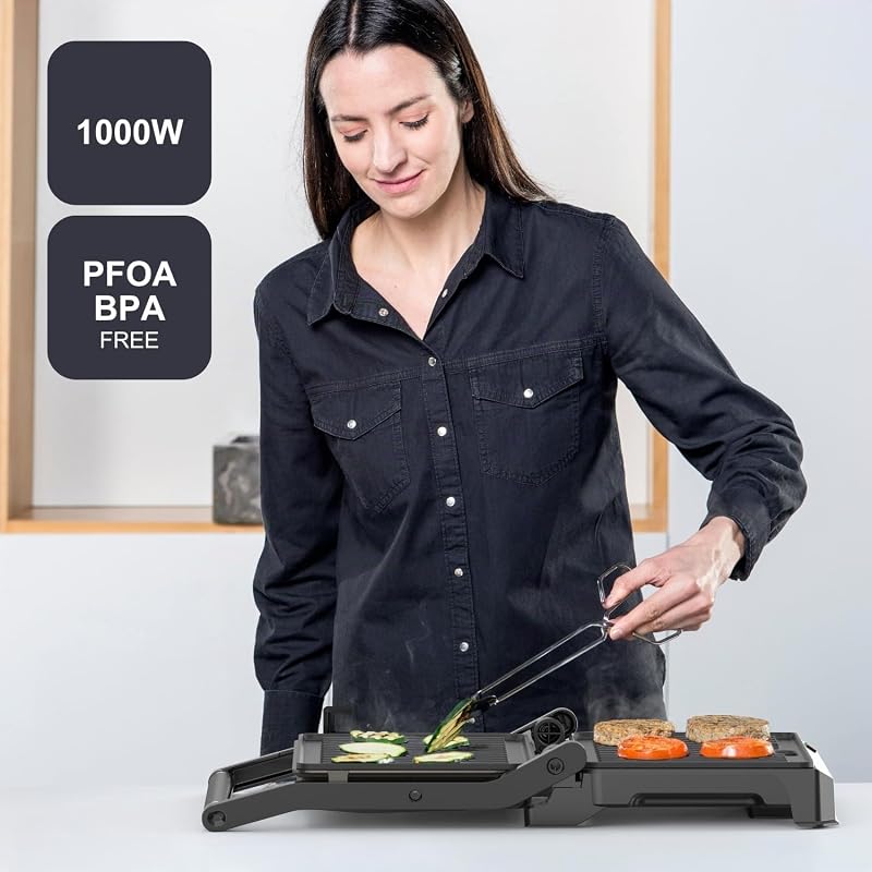 - Kontaktgrill 1000W, 180° Öffnung, Antihaftbeschichtung